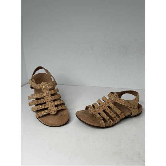 Vionic Shoes - VIONIC WOMEN'S LT. BROWN HARISSA STRAPPY SANDALS 5 HOOK & LOOP STRAPS SIZE 9 EUC
